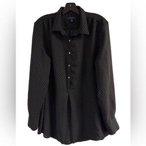 Lands End Black & White Polka Dot Tunic Top Size 16